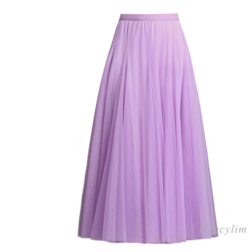 Double Layer Large Swing Mesh Skirt for Women Four Seasons Yarn Skirt A- Line Drape Fairy Skirts 2024
