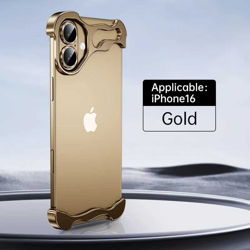 Irregular Metal Bumper Shockproof Phone Case with Lens Film Protection