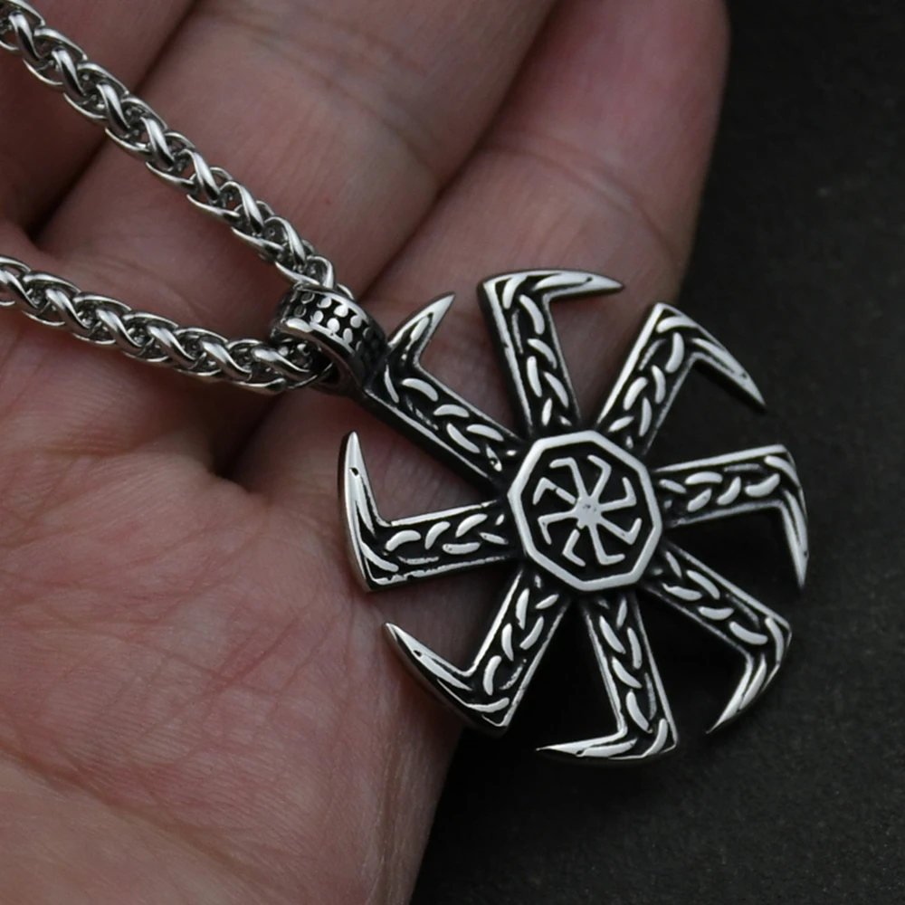 Stainless Steel Slavic Kolovrat Symbol Pagan Jewelry Wheel Amulets and  Mascot Pendant Slavic Necklace