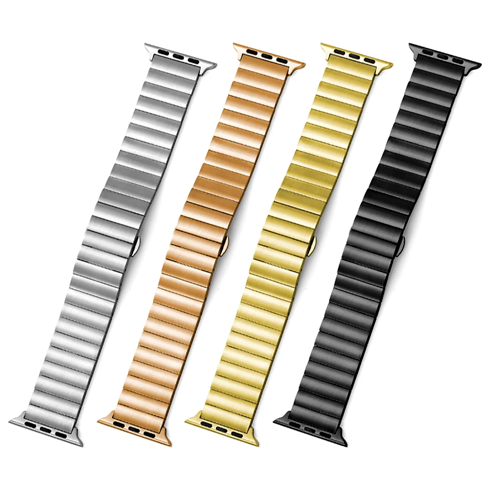 

Браслет из нержавеющей стали с пряжкой-бабочкой для Apple Watch, простой стильный ремешок для iWatch Series 3 4 5 6 7 SE, 40 мм 41 мм 44 мм 45 мм
