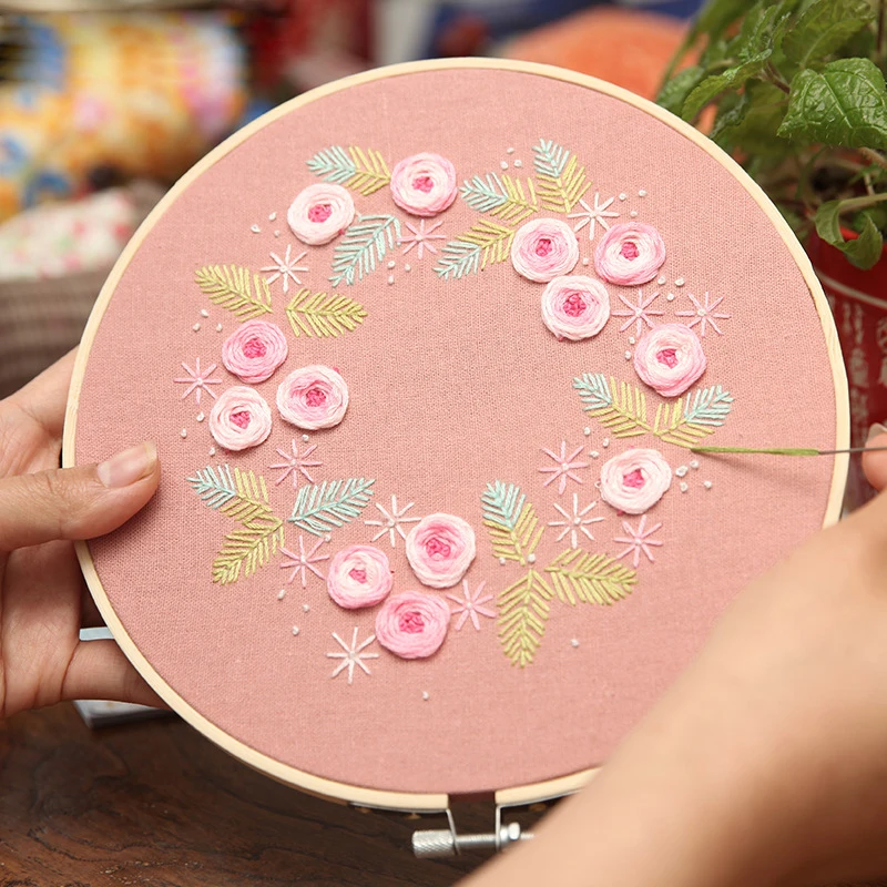 Embroidery Kit Beginner Adults Stamped Cross Stitch kits Dasiy Flower Hand Embroidery Starter Needlepoint Kit