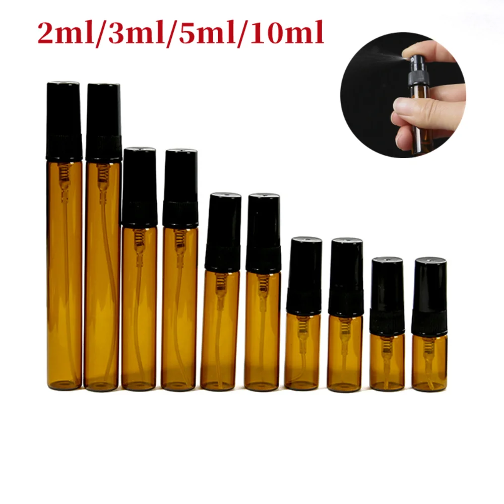 

1pcs Amber Glass Essential Oil Perfume Bottle Empty Cosmetics Spray Bottles Sample Test Tube Thin Glass Vials 2ml/3ml/5ml/10ml