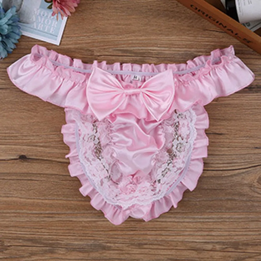 

Men Sissy See Through Panties Satin Bikini G-String Thong Briefs Sexy Underwear Fashion Funny Gays Clothes Inmitate Lingerie New