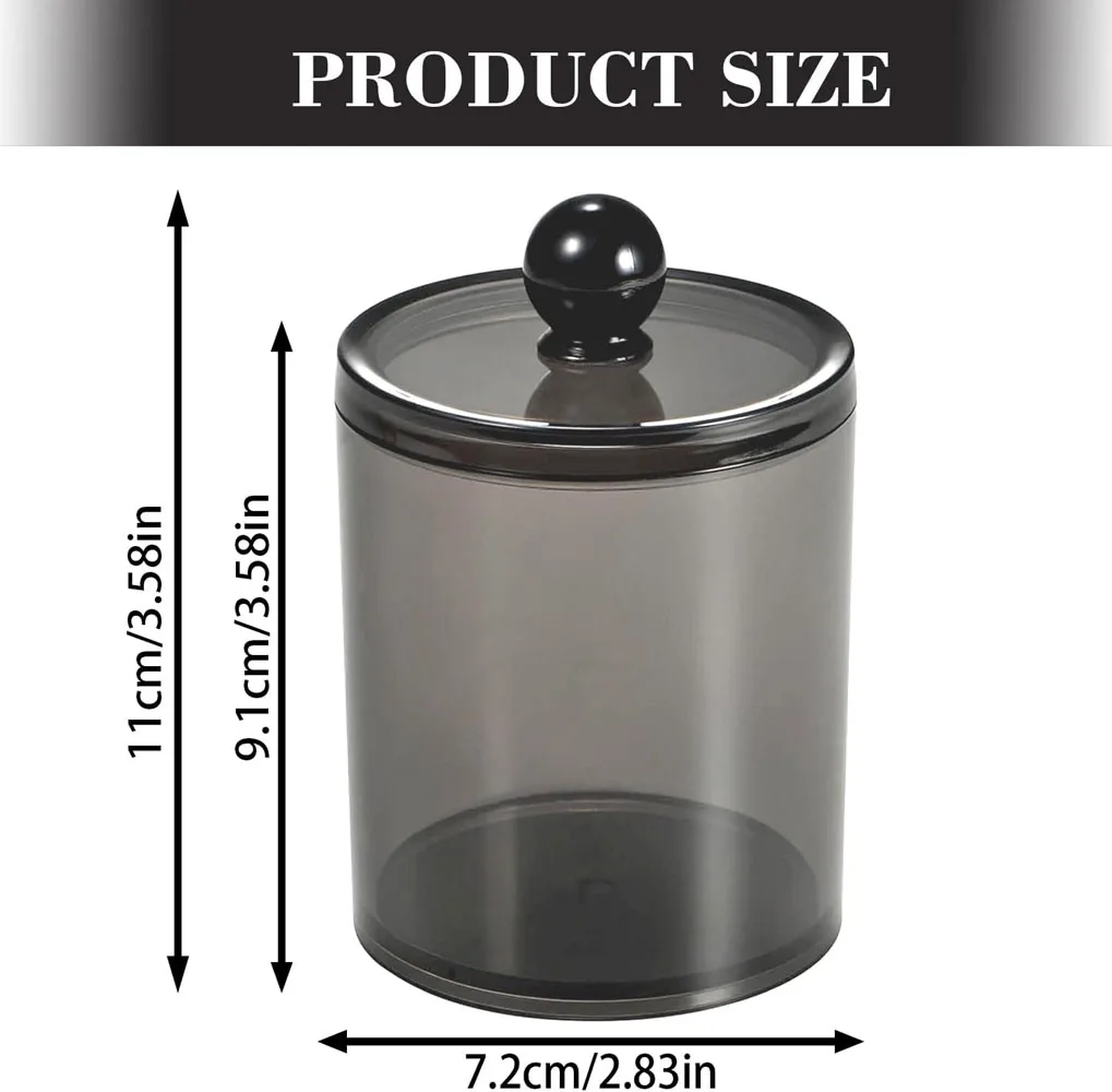 1/2/3/4/6 Pack Dispenser Apothecary Jars Bathroom Jar 10 oz Black Plastic Holder Storage Box for Cotton Ball 5