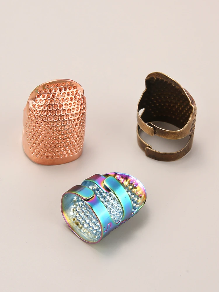 Sewing Tool Adjustable Vintage Sewing Thimble Handmade Non-slip Embroidery against Ring Vintage Needle Presser Needle Hoop Finger Holder