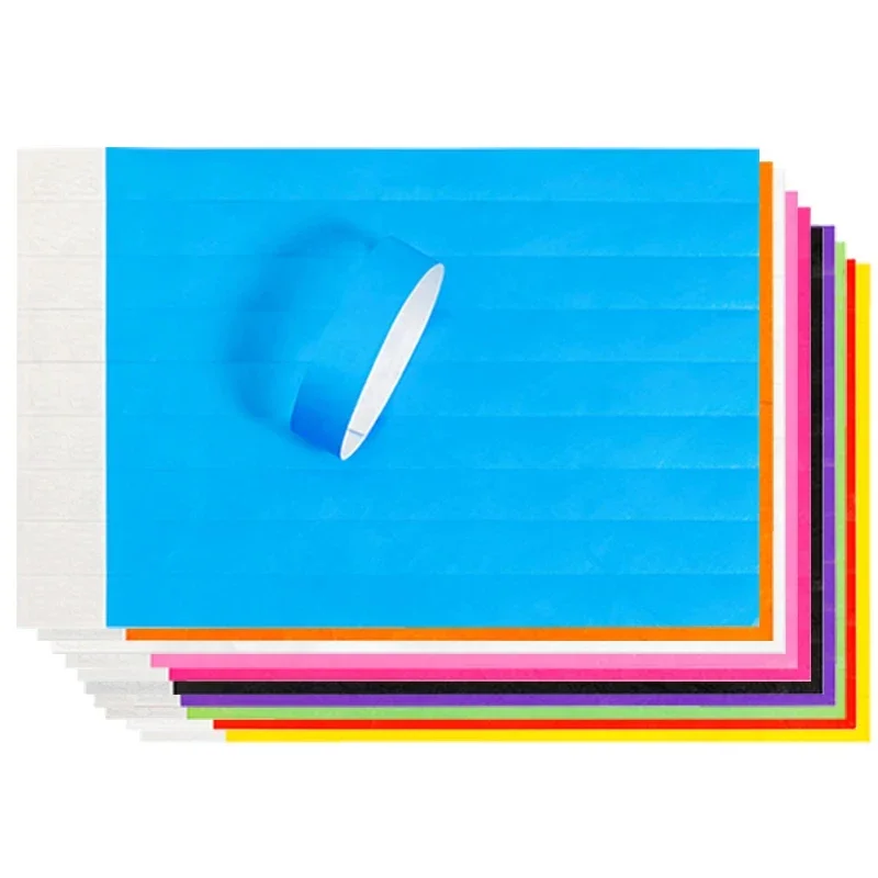 100 Pcs No Logo Paper 3/4 Inch Wristbands for Event, Sport Wristband, Tyvek ID Festival Paper Bracelet