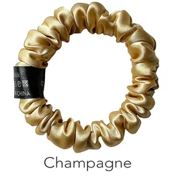 Luxurious Mulberry Silk Scrunchies - Soft Elastic Hair Ties (1.5cm Champagne)