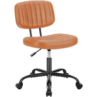 JHK Armless Office Desk Chair Back Lumbar Support Height Adjustable PU Leather Computer Chair with 360° Swivel Rolling Wheels 1