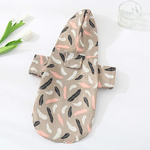 S-XL 방수 개 후드 비옷, 깃털 선인장 복숭아 인쇄, 애완 동물 개 옷, 야외 강아지 재킷, 고양이 비옷, 신제품 4