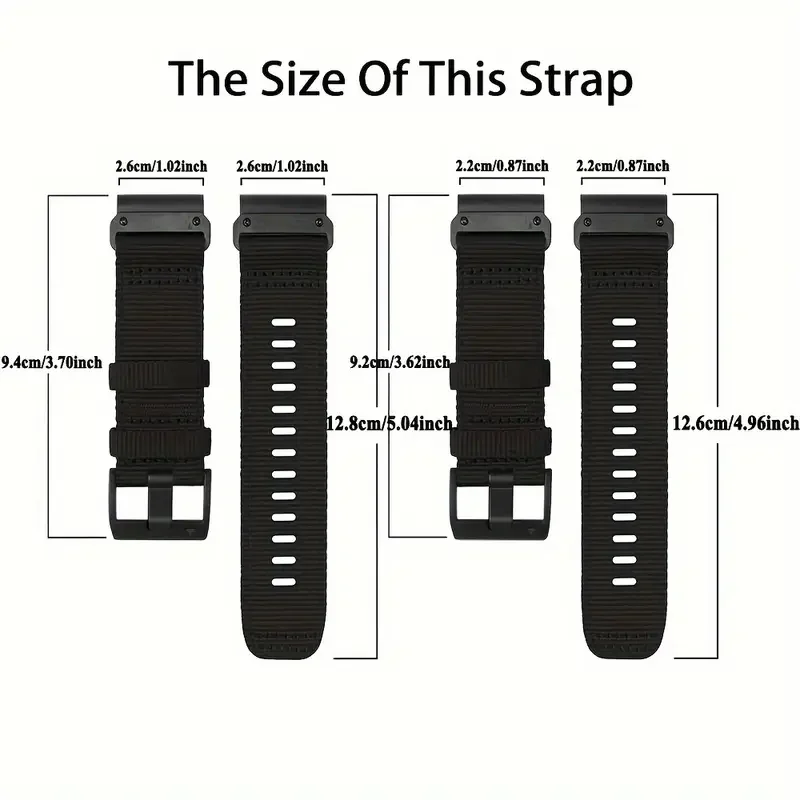 Premium QuickFit Canvas Watchband Strap Bracelet - 22mm/26mm Adjustable Width