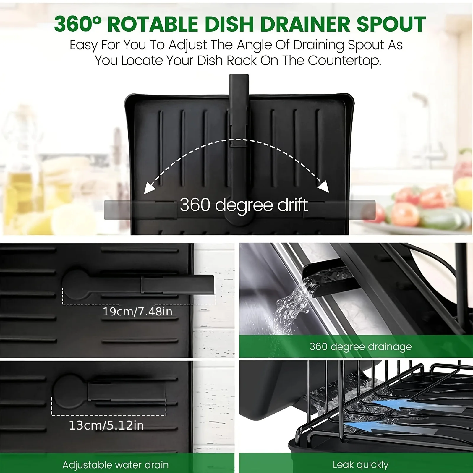 2 Tier Dish Bowl Draine Space Saving Kitchen Counter with Knife Cup and Tableware Holder Dinnerware Organizer Drainboard 6