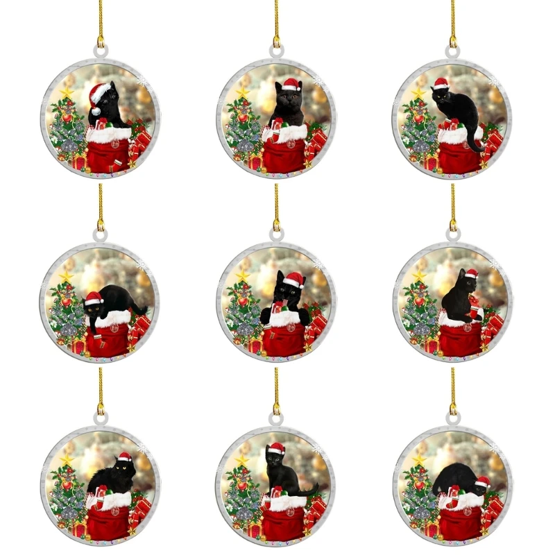 

2023 Black Cat Series Tree Christmas Hangers Christmas Acrylic Pendant Crafts Christmas Decorative Ornaments Pendant