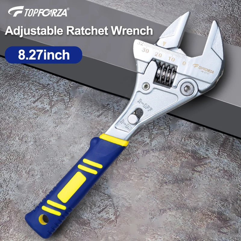 Verstellbarer Schraubenschlüssel, 8-Zoll-Ratschenschlüssel, multifunktionaler verstellbarer Haushaltsschlüssel, 0–32 mm, große Öffnung für Heimwerker-Reparaturen, Heimgebrauch
