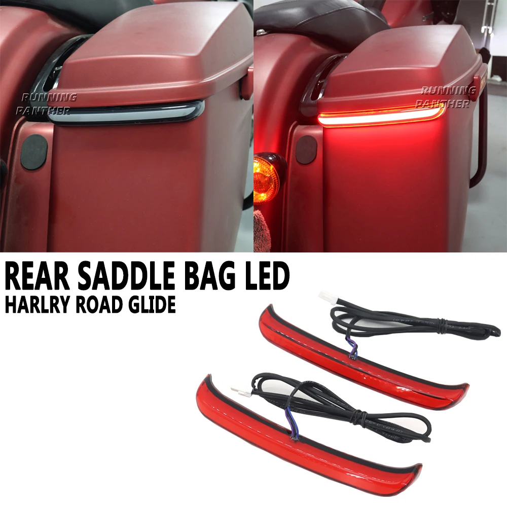 

For Harley Touring Road King Street Glide FLHR CVO Motorcycle Smoke Tracer Rear Saddlebag LED Turn/Brake Lights 2014+