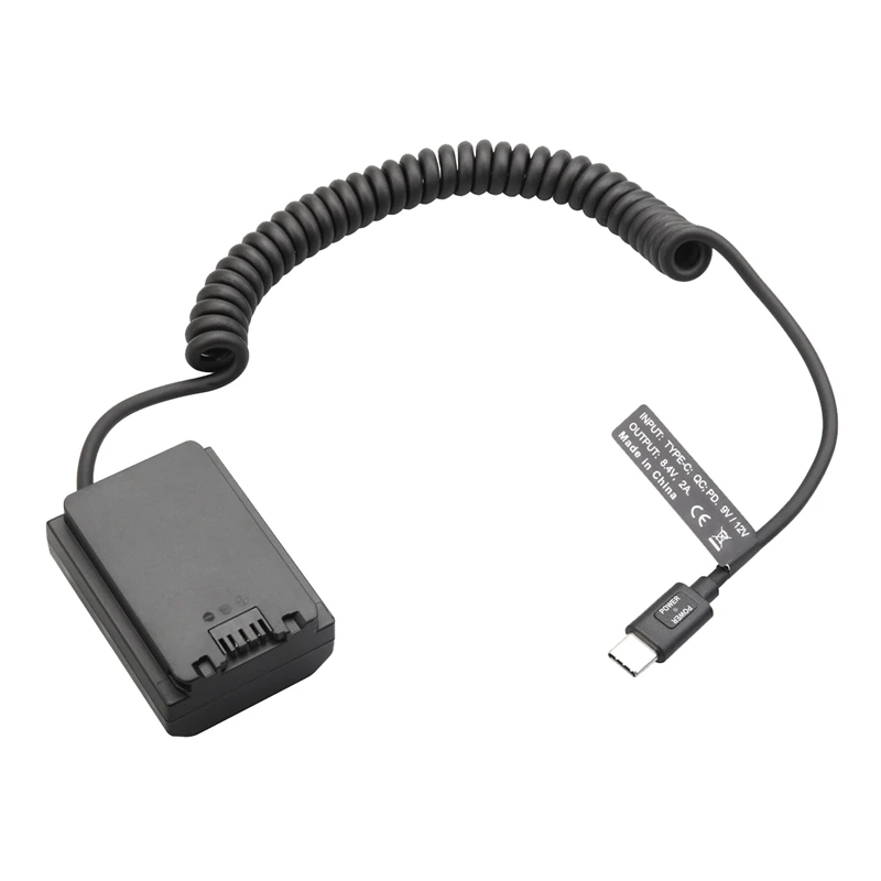 Cavo A Molla Dummy Battery Type-C Np-Fz100 Np Fz100 Per Sony A9 A9R A9S A7R3 A7M3 A7S3 A7Iii A7R4 A7M4 A6600 A7C Fx3