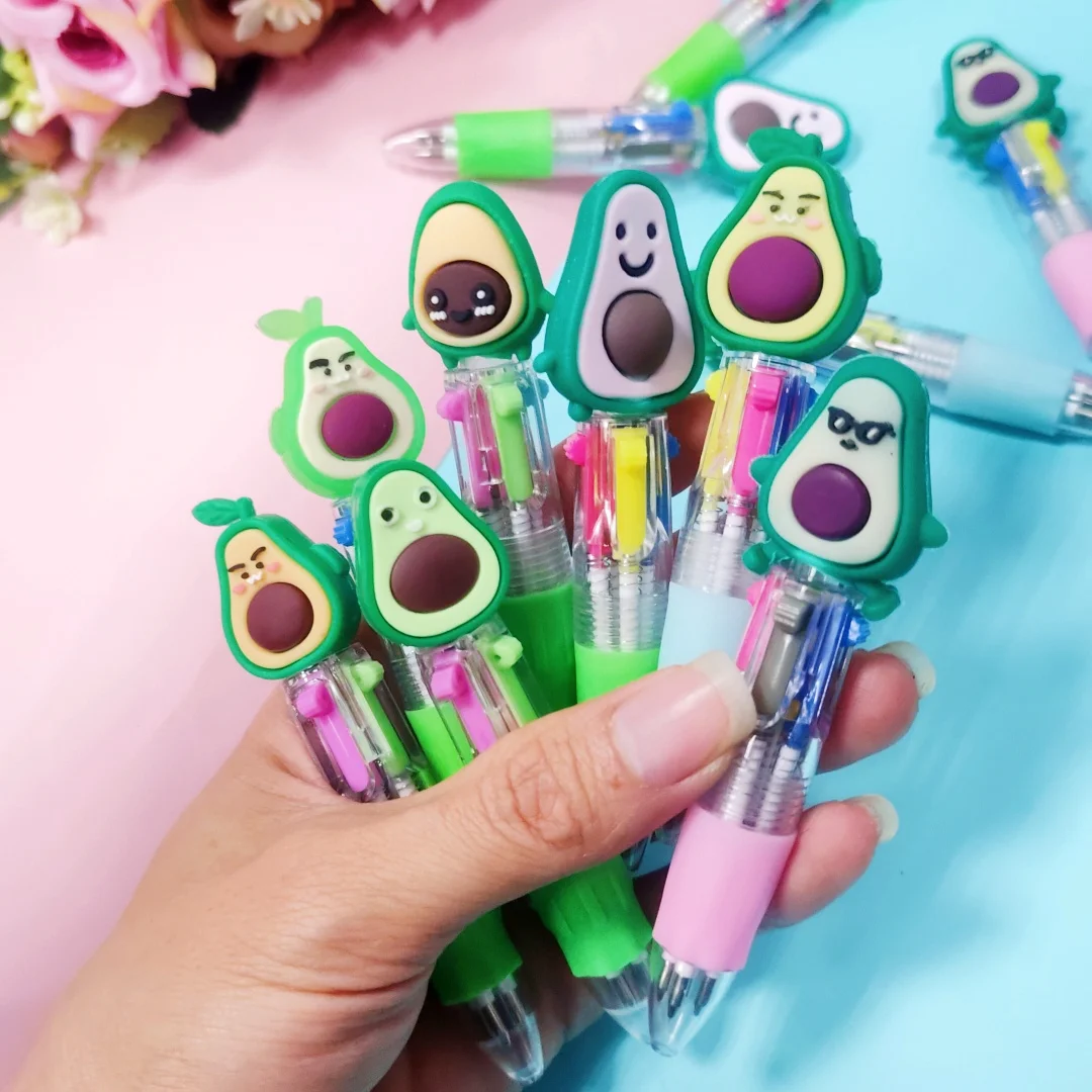 5Pcs/Lot Cute Cartoon Avocado 4 Colors Mini Ballpoint Pens Kids Writing Supplies Ball Point Pen School Office Stationery Gifts 3