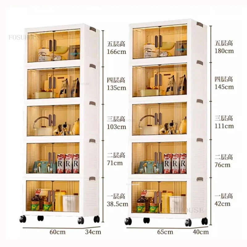 Large Kitchen Cabinets Double Door Folding Storage Box Home Living Room Toy Storage Cabinets Multi-layer Kitchen Storage Box Z 5