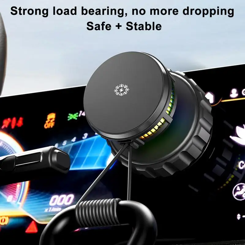 Wireless Car Charger Magnetic Phone Stand 15W Radiating Smart Charger With Mood Light For Road Trip Vehicle Truck Console Daily