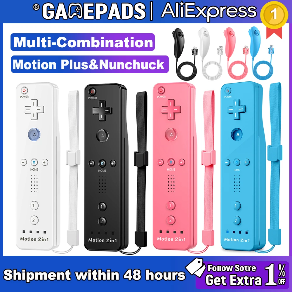 For wii remote motion plus Nintendo Wii/Wii U Joystick 2 in 1 Wireless Gamepad Controller Set with Silicone Case Video Game