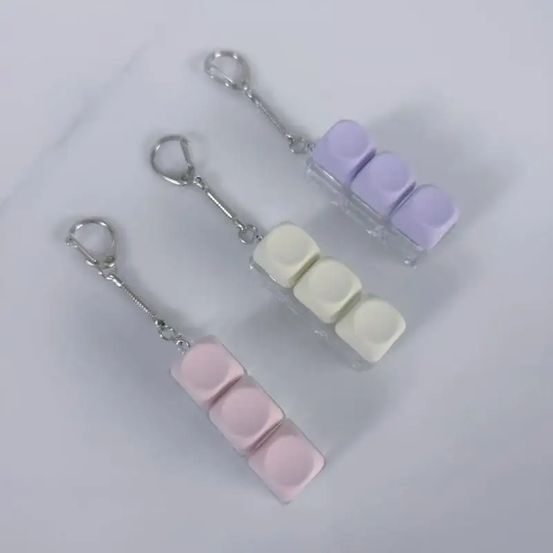 【AD】LED 버튼 키캡 키체인 마카롱 색상 4키 키보드 감압 장난감 DIY 키보드 키체인 장난감 스트레스 해소용