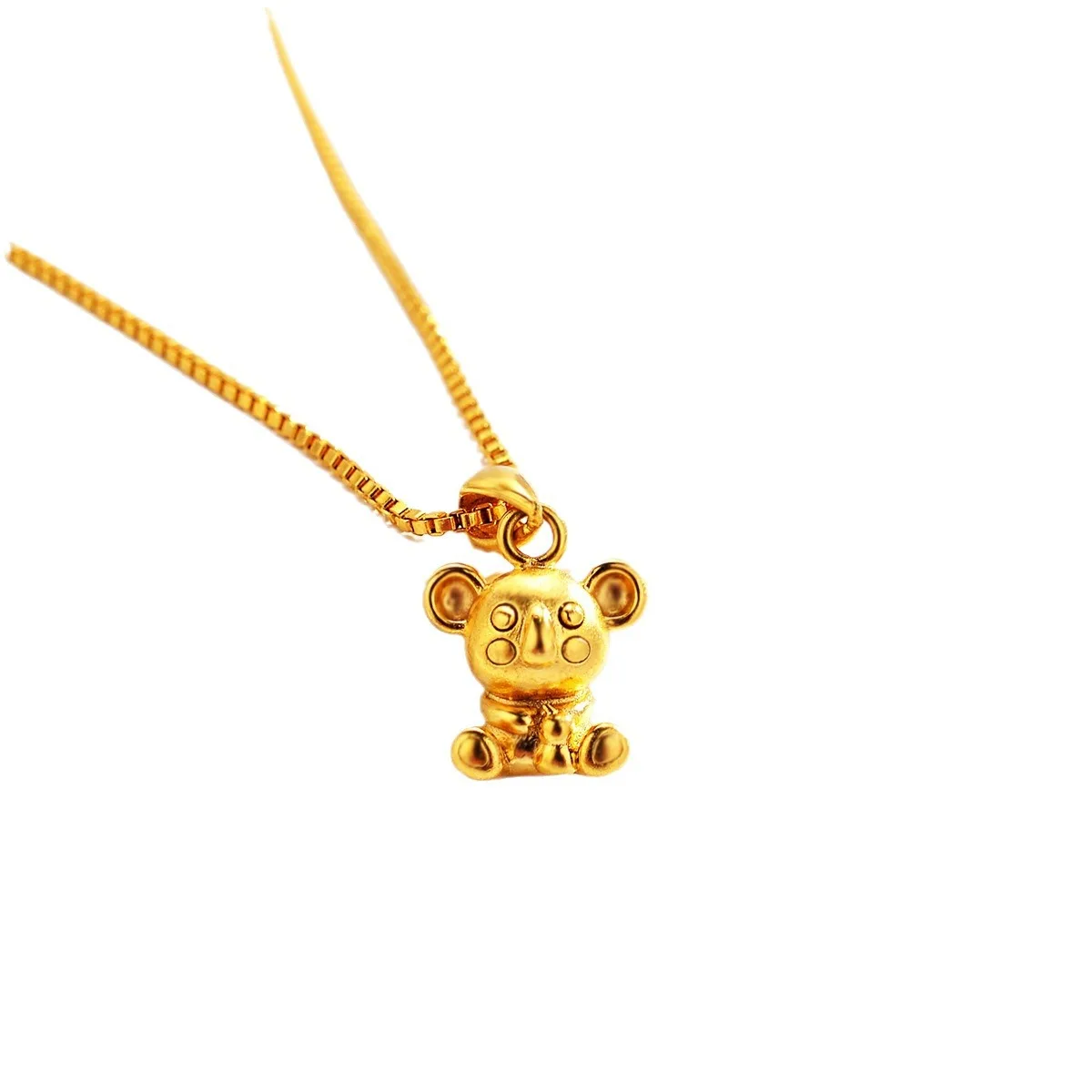 High-quality AU999 gold necklace zodiac rat pendant 24K pure gold jewelry pendant real clavicle chain for girls gift
