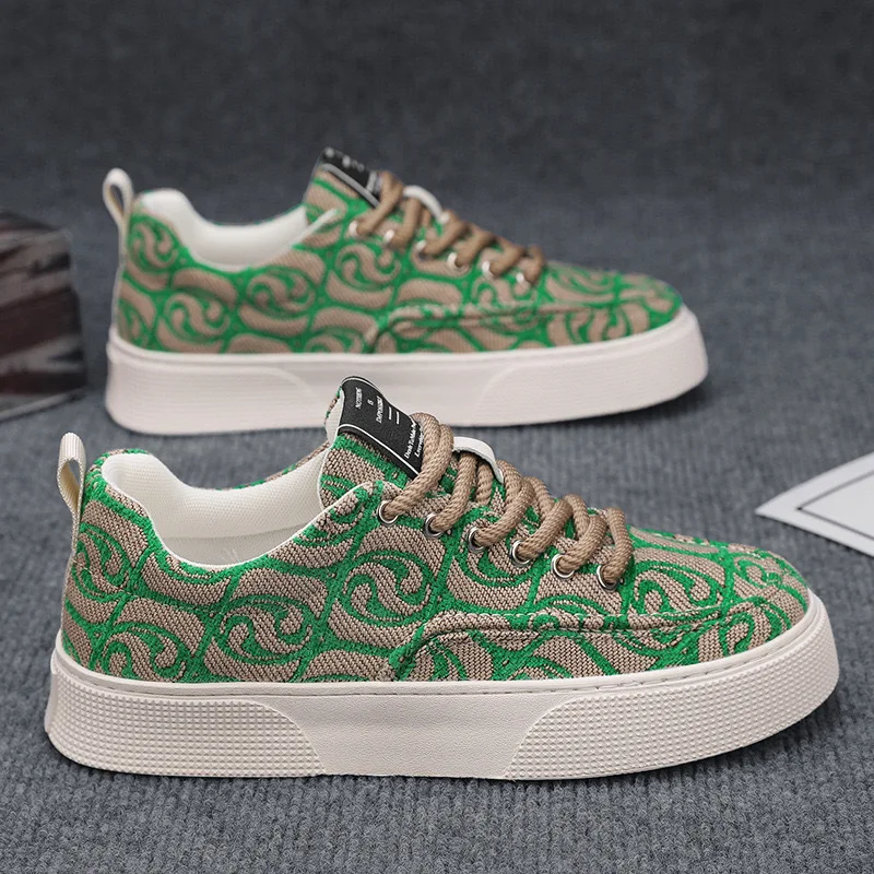 2024 Designer Men's Shoes Trendy Printed Chunky Sneakers New Soft Sole Embroidered Canvas Shoes Men Casual Shoe Tenis Masculino 3