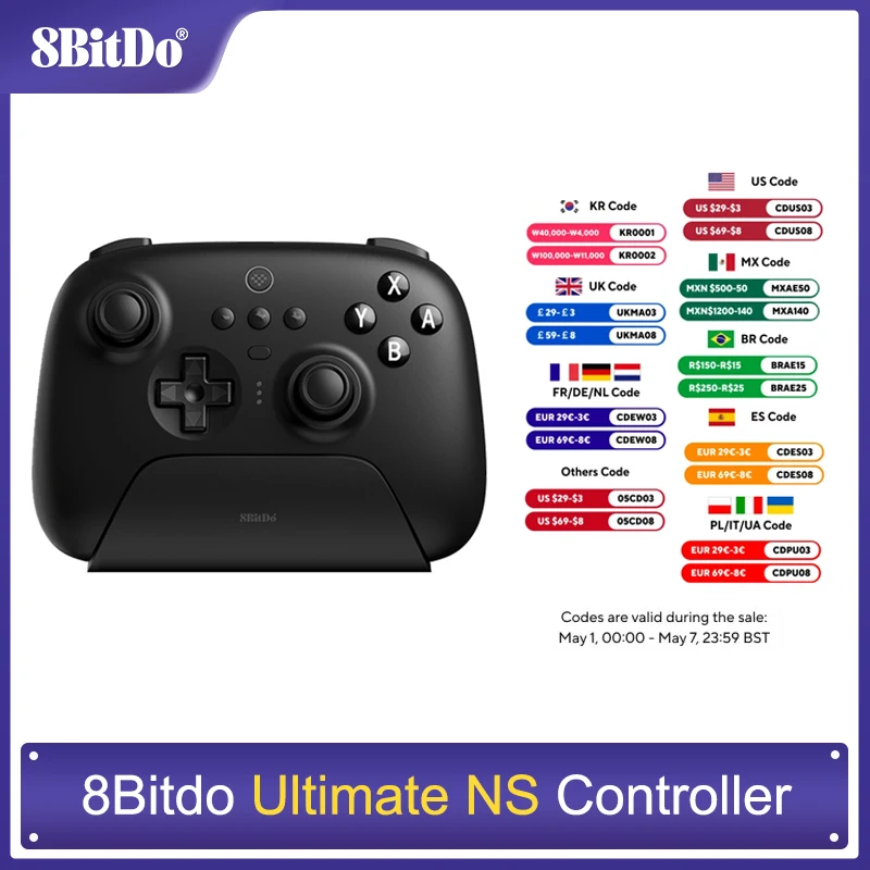 8BitDo - Ultimate Wireless Bluetooth Gaming Controller with Charging Dock for Nintendo Switch and PC, Windows 10, 11, Steam