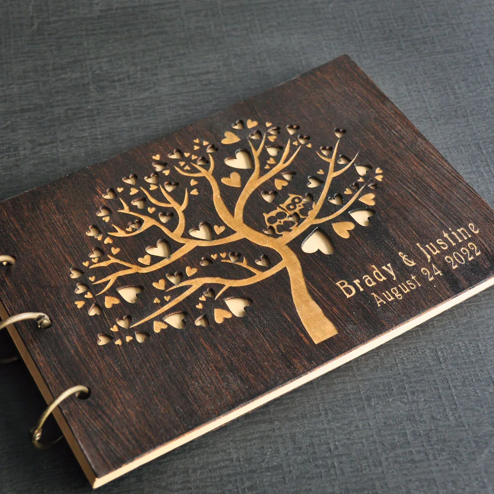 Personalized Wedding Book Engraved Wedding Guestbook Signature Book For Guests Custom Wedding GuestBook Rustic Wedding Album