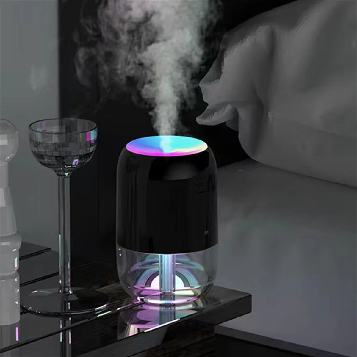 USB Air Humidifier Atmosphere Light Fragrance Intelligent Spray Colorful Aromatherapy Diffuser Humidifier for Car Home-C 4