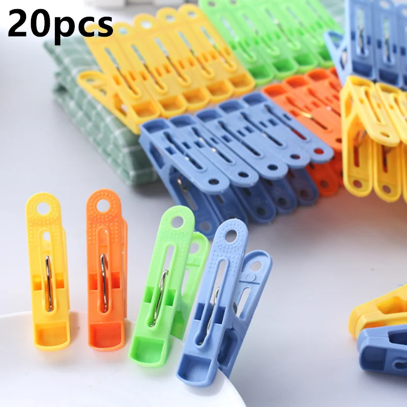 1/20pcs Plastic Sock Clips Small Portable Clothes Pins