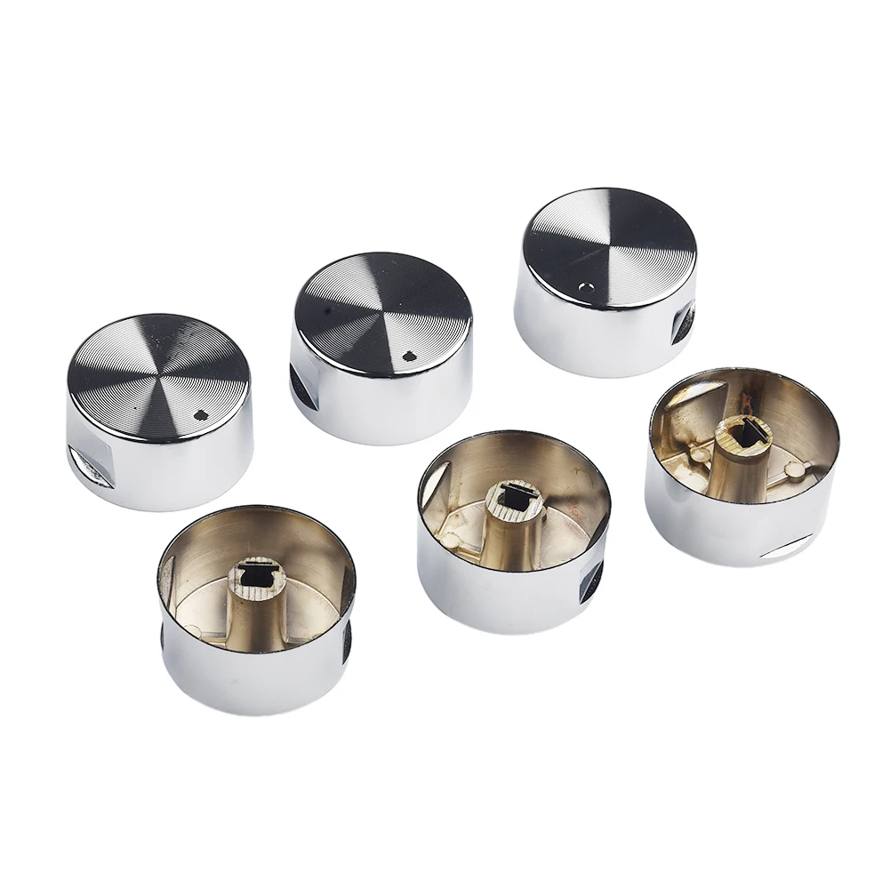 

Cooktop Handle Rotary Switch Round Silver Simple Zinc Alloy 6 Pieces Diameter 6mm Easy Installation Embedded Hole