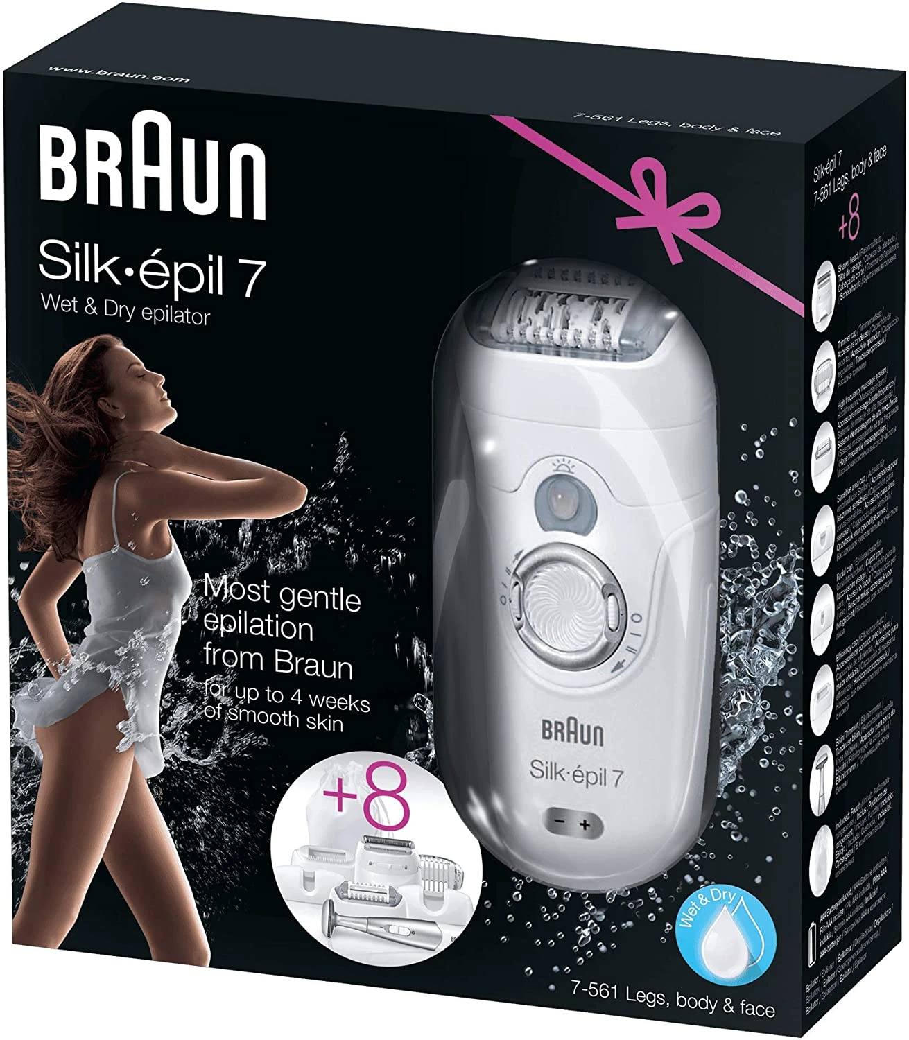 Braun Silk-epil 7 7561 Wet And Dry Epilator For Women Cordless Epilation  And Hair Removal With 8 Extras Including Bikini Trimmer - Epilator -  AliExpress