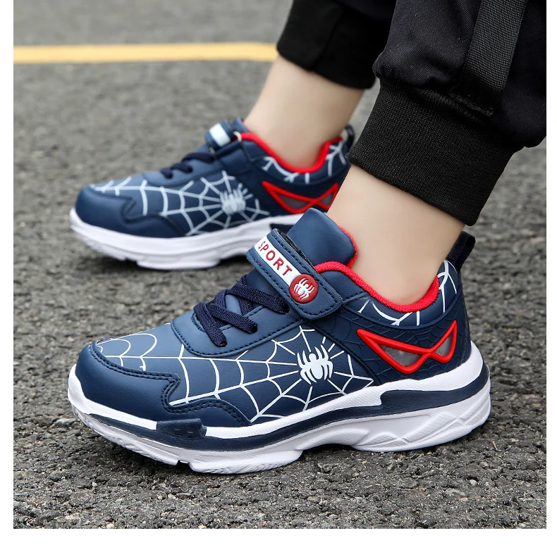Brand Kids Cartoon Spider Sneakers Boys Comfortable Sports Shoes Outdoor Non-slip Tennis Shoes Lightweight Casual Running Shoes