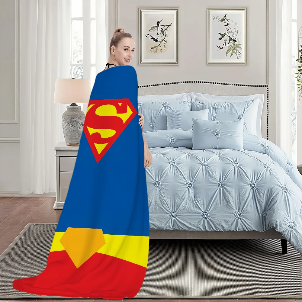cartoon Warm Soft Plush Nap Blankets Sofa manga S-SUperman-ES for Living Room Office Bedroom Home Travel Kid Gifts anime Flannel 2