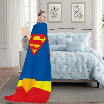 cartoon Warm Soft Plush Nap Blankets Sofa manga S-SUperman-ES for Living Room Office Bedroom Home Travel Kid Gifts anime Flannel 2