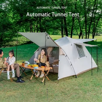 Essential For Family Travel Outdoor Camping 3-5 Double-layer Waterproof Anti-UV Shade Beach Camping Two Doors Two Windows Tent 2