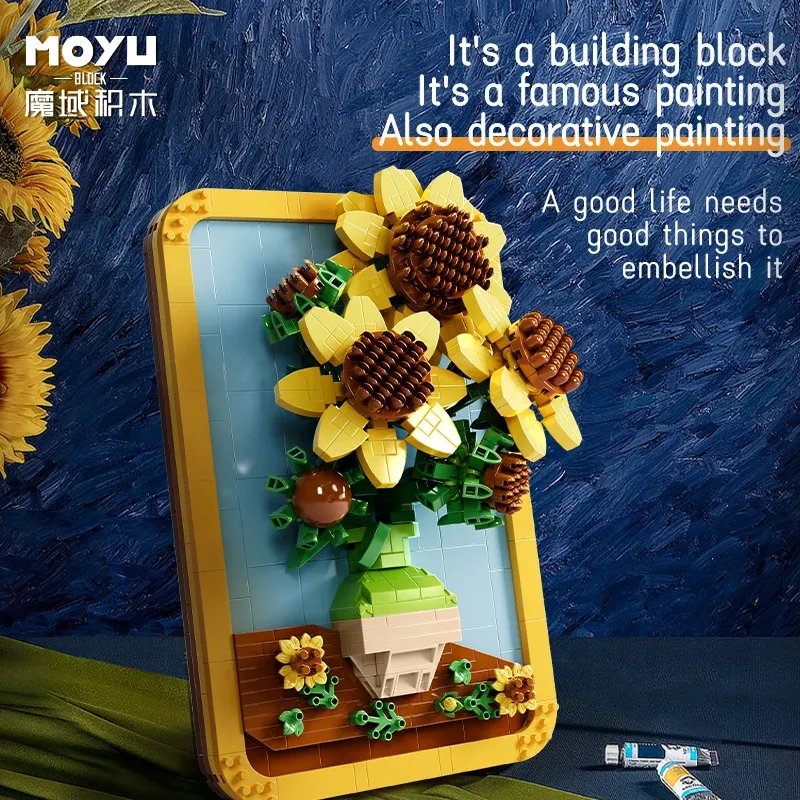 2025 New Hot Building block picture frame sunflower children's piecing picture micro particle building block toy