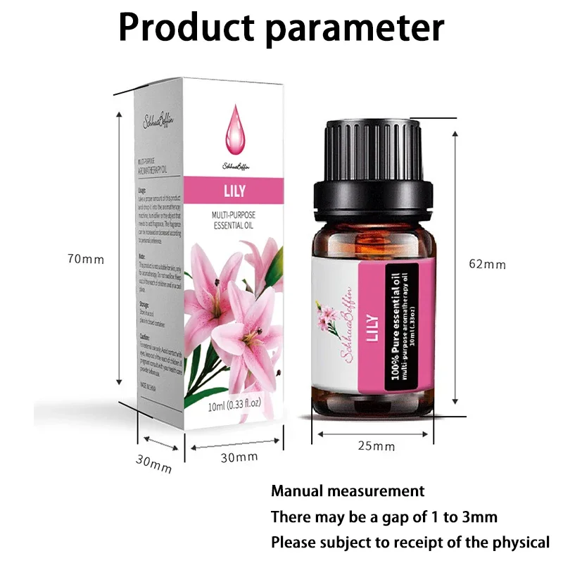 10ML Flower Fruit Essential Oil Water-soluble Relieve Stress Humidifier Aroma Diffuser Fragrance Lamp Air Freshening Aromatherapy Plant Essential Oils