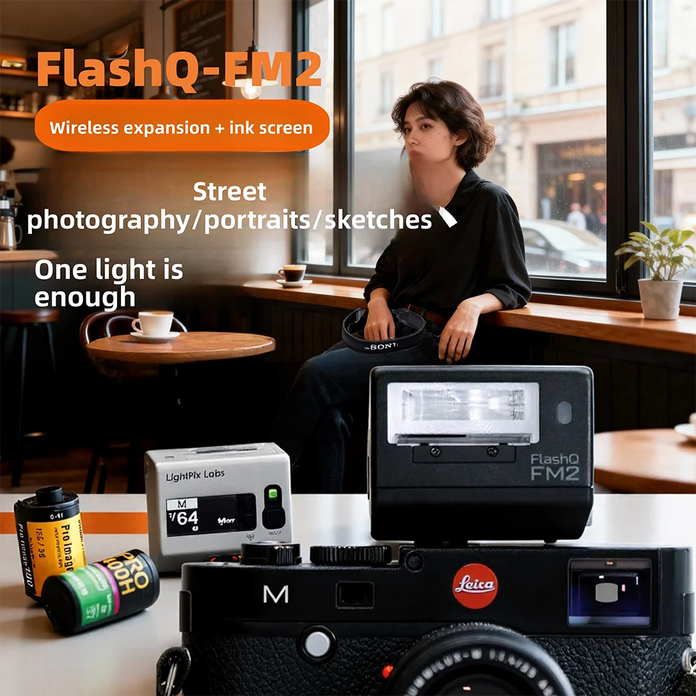 FlashQ FM2 무선 레트로 카메라 플래시 시스템 TTL GN20  니콘 캐논 올림푸스 라이카 하셀블라드 후지필름용 레트로 플래시라이트