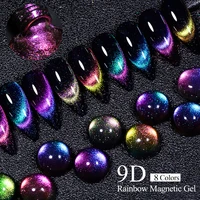MEET ACROSS 9D Cat Magnetic Gel Nail Polish Set With Magnetic Stick Rainbow Soak Off UV Gel LED Nail Art Varnish For Nails 2