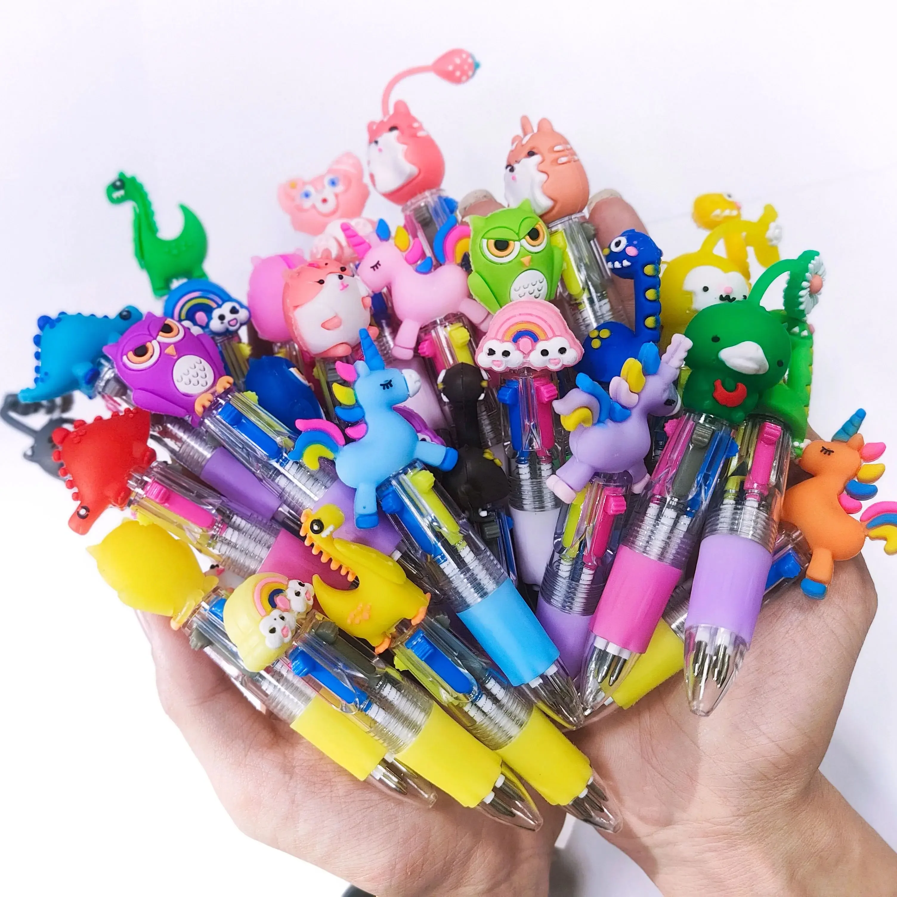 10-20pcsLot Kawaii Mini Four-Color Ballpoint Pen Cute Cartoon 4 Color Retractable Rollerball Pen Student School Gift Stationery 6