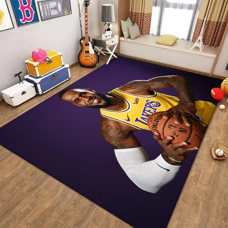 VIKAMA 1PC Basketball Star Crystal Velvet Carpet Dirt Resistant Bedroom Living Room Sofa Coffee Table Non-Slip Pad Home Decor