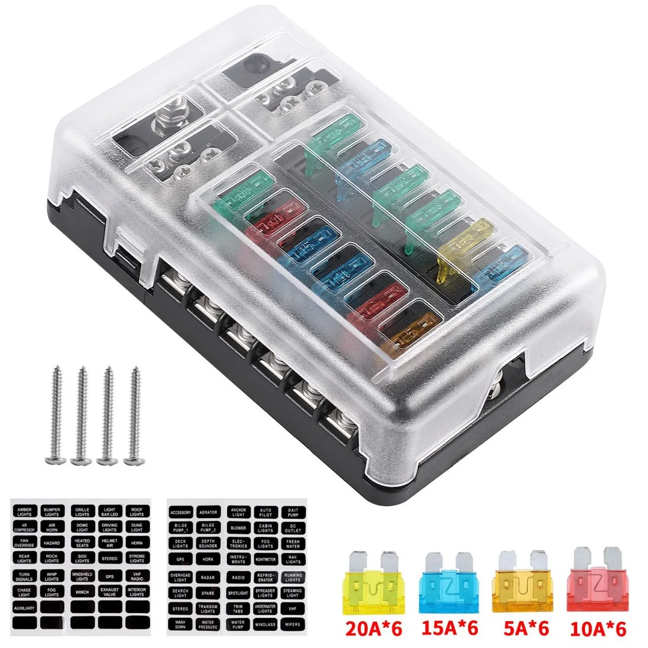 Plastic Cover 6 Ways 12 Ways Blade Fuse Block 12v 32v Fuse Box Holder