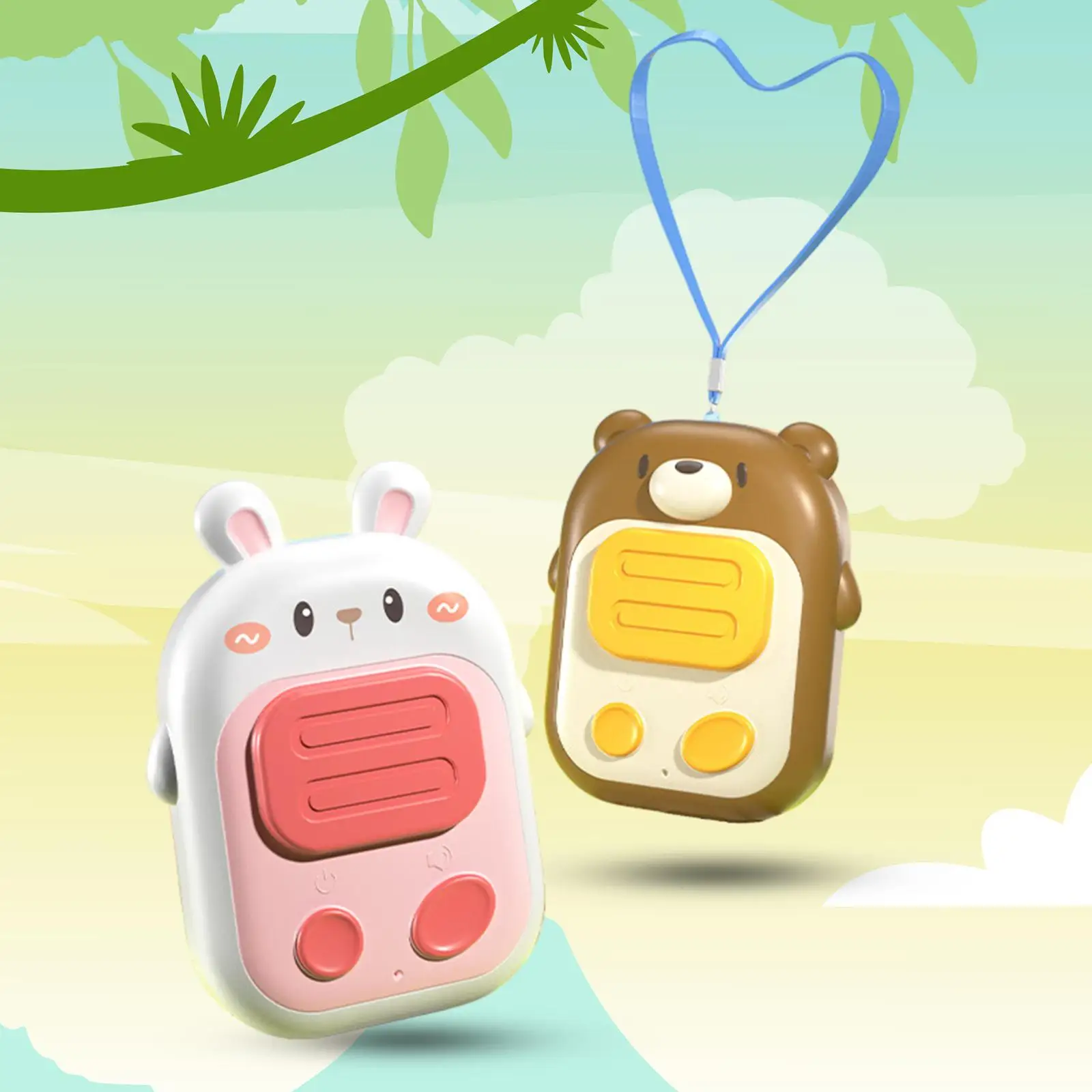 2x Kids Walkie Talkies Handheld Mini Portable 500M Long Distance Cute Kids Toys for Hiking Camping Travel Indoor 3 Years Old