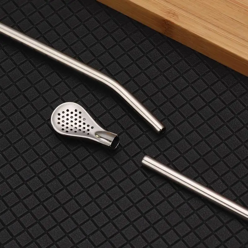 Reusable Tea Drinking Straws Spoon Yerba Mate Tea Filter Bombilla Gourd Cocktail Stainless Steel Straw Spoon Tea Bar Tool #W0