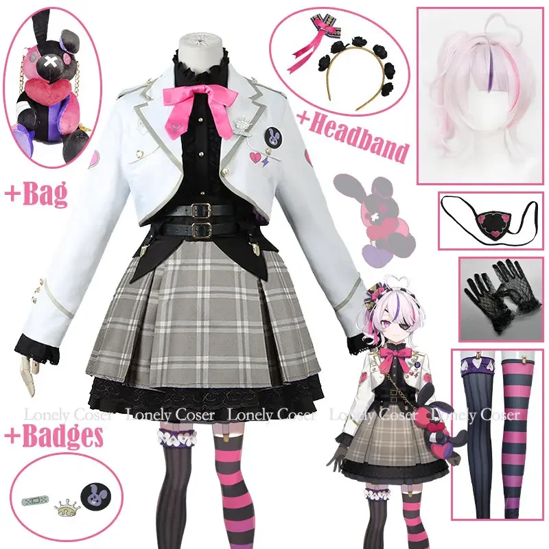 

VTuber Maria nette Cosplay Costume Wig Maria Uniform Virtual YouTuber Socks Gloves Headband Eye Patch ILUNA Kyo Luca Selen