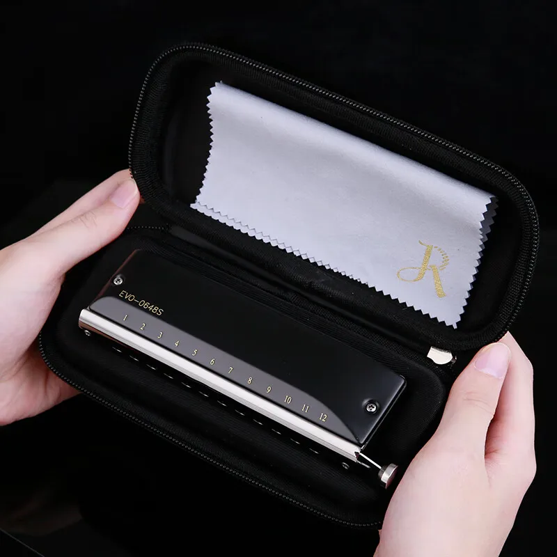 JDR Chromatic Harmonica Key of C,12 Holes 48 Tones Professional Mouth Organ Harmonica for Adults, Professionals and Students