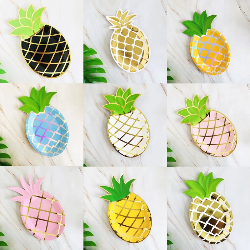 Einweg-Papierablage, Obst-Ananas-Teller, Kindergeburtstagsparty-Zubehör, Geschirr-Kuchenteller, 25 cm × 14,5 cm, neu, 8 Stück