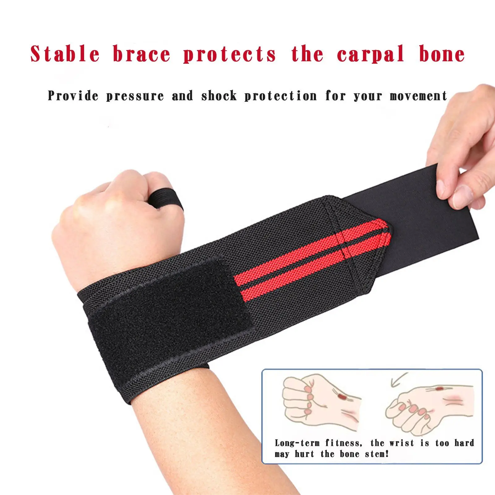 1PC Exercise Pressure Strap Elastic Wrist Wrist Pressure Weight Lifting Sports Wrist Bandage Wrap Wrist Guard against Sprain Men
