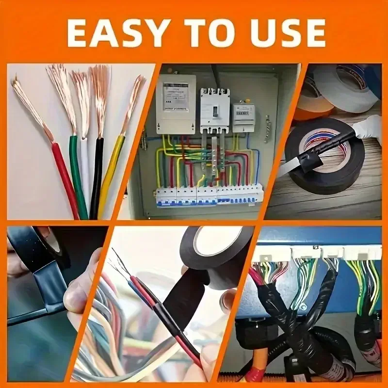 50m High-temperature Resistant Black Rubber Electrical Tape-durable and Soft Insulating Adhesive, Used for Industrial, Household